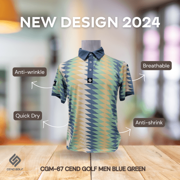 CEND Golf Men T-Shirt (Blue Green) CGM-67