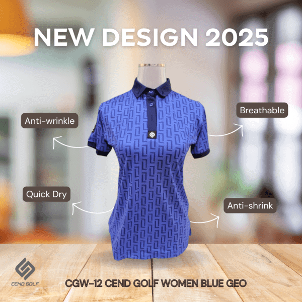 CEND Golf Women T-Shirt (Blue Geo) CGW-12