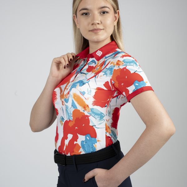 CEND Golf Women T-Shirt (Red Floral) CGW-20