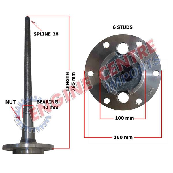 NISSAN NP 300 SIDESHAFT WITH NUT - RIGHT HAND SIDE