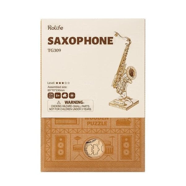 Saxophon 3D Holzmodell Verpackung