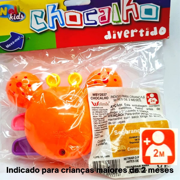 Chocalho caranguejo fofinho divertido Wellkids – crianças maiores de 2 meses