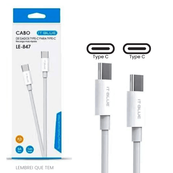 Cabo De Dados Type-C Para Tipo C 20V 3A – Turbo
