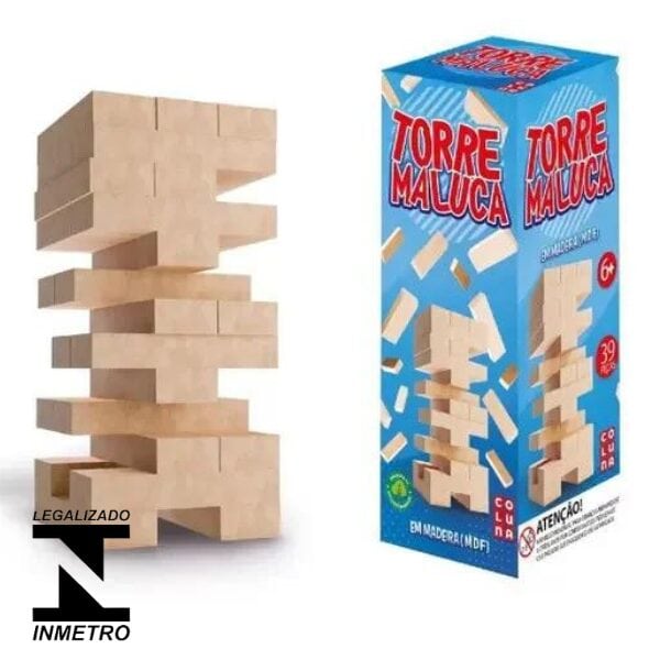Jogo Torre Maluca Em Madeira Coluna Pais e Filhos
