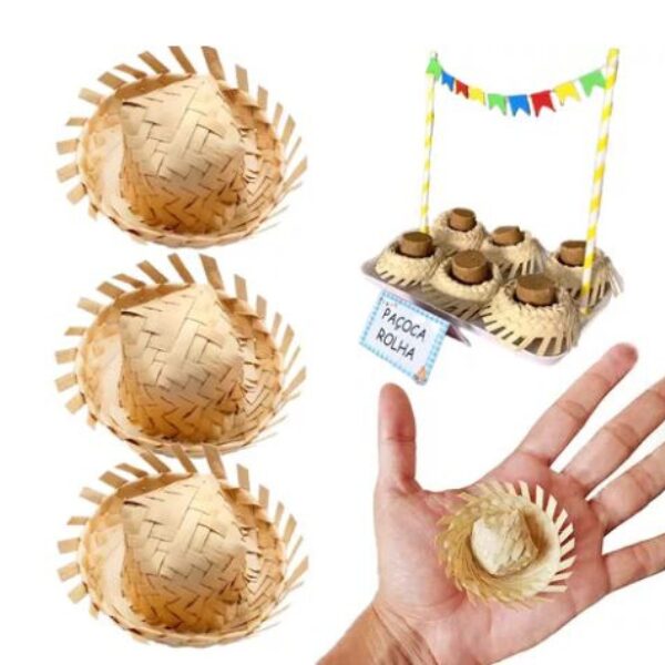 Mini Chapéu De Palha 6 Cm Diâmetro- Decoração