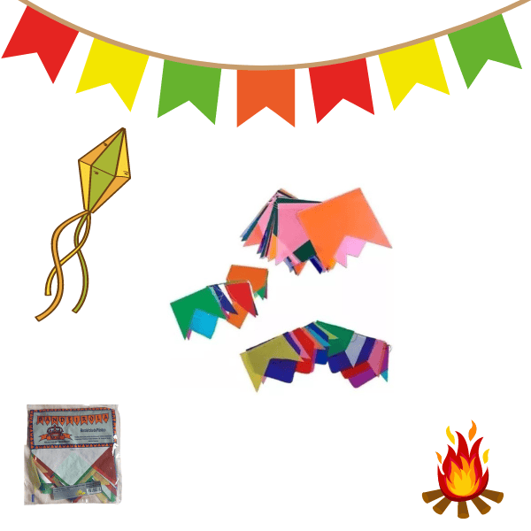 Varal Bandeira Plastica Caipira 16x17cm- Bandeirola de Plástico