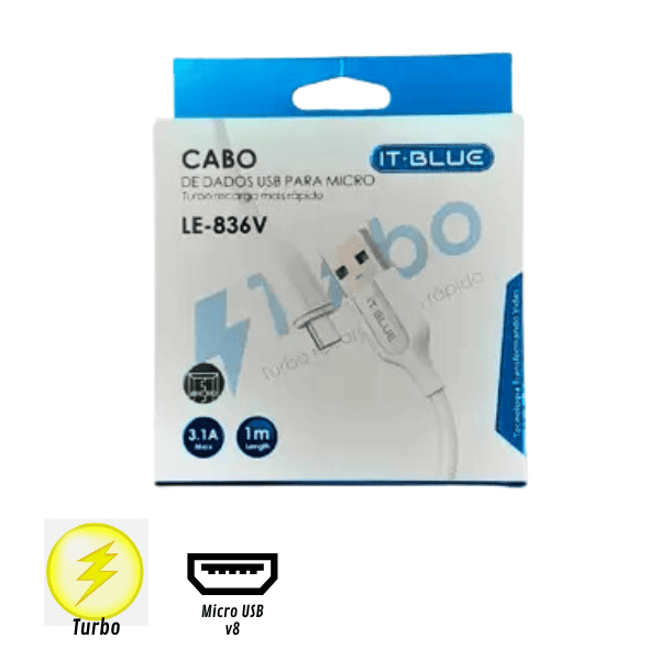 Cabo USB miro USB Turbo 1m LE-836V it blue – recarga rápida