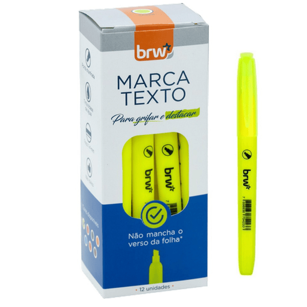 Caneta Marca Texto Amarelo Brw – Para Grifar e destacar