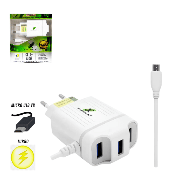 Carregador Ultra Rápido V8 Micro Usb 1,4A C 3 Entra Usb Xc-Ur13