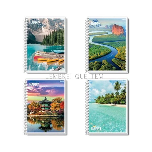 Caderno 1/4 Flex Happy 48f Sortido – caderno pequeno