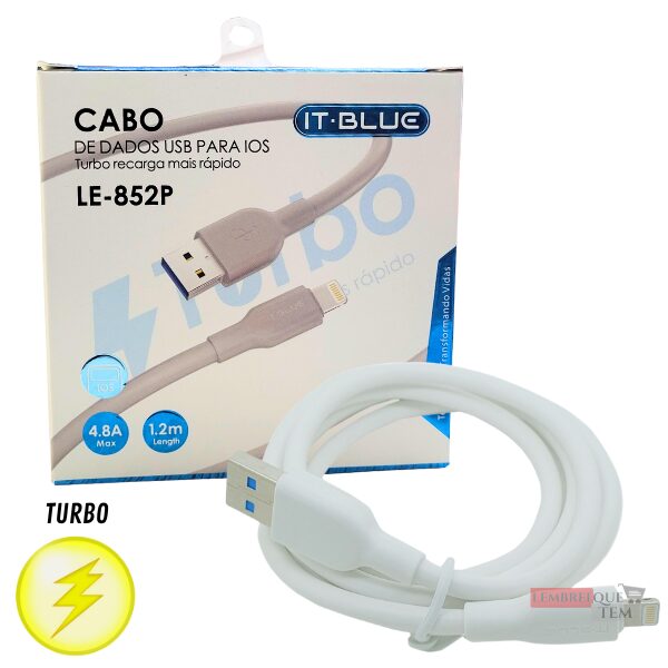 Cabo USB Lightning iPhone 4.8A 1,2m Comprimento – Cabo Resistente