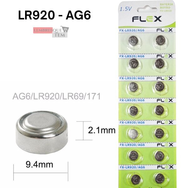 Bateria Botão Alcalina 1,5V LR920 AG6 Pilha Alcalina