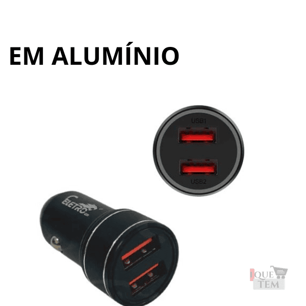 Carregador Veicular 12v com 02 Portas USB 5.1A Eletromex – carregador veicular em Alumínio