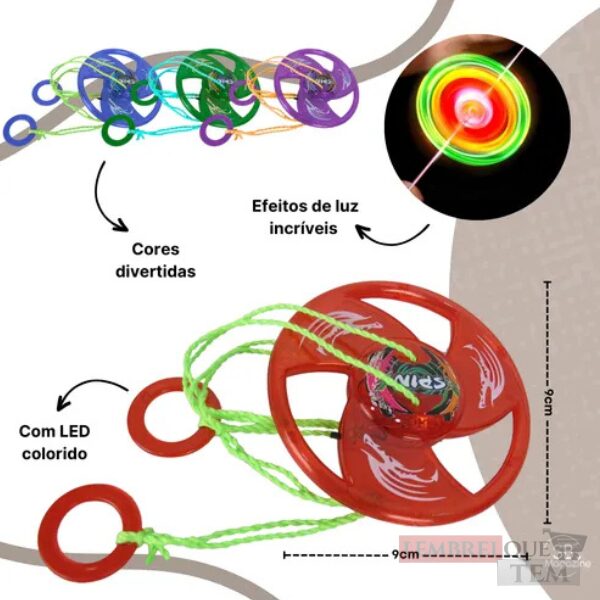 Brinquedo Spinner De Corda Giro Maluco Gira Com Luz Led – Pião