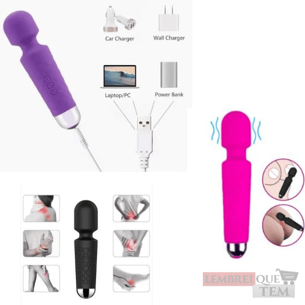 Mini Vibrador Massageador corporal Clitoriano Varinha Mágica Silicone – Recarregável 15CM Sex Shop