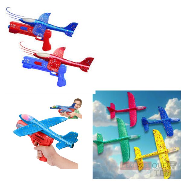 Lançador De Avião (COM LUZ) Planador Brinquedo Infantil De Espuma Catapulta