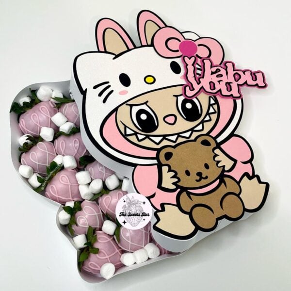 Archivo digital para recortar y armar caja en forma de kitty labubu