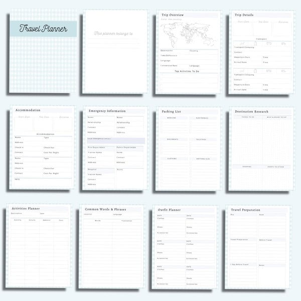 Printable Travel Planner Planner For All PLR