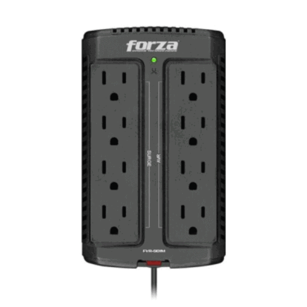 Regulador FORZA Capacidad de voltaje 900VA/450W. 8 tomas de corriente.