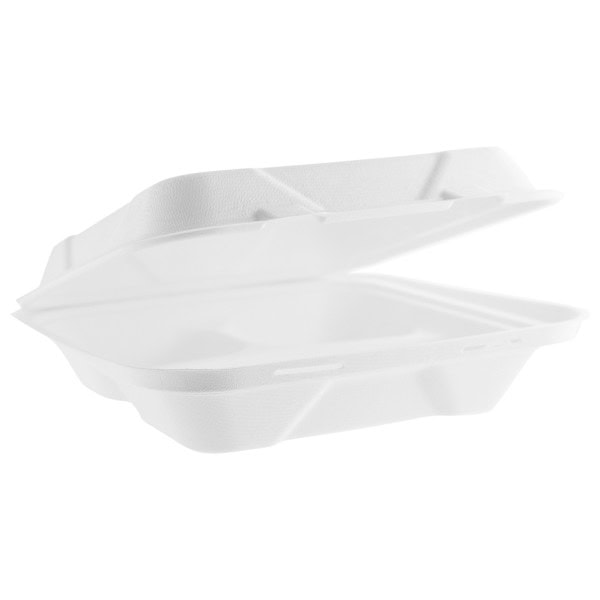 Vegware 3 Compartment Bagasse Food Box 9" x 9" x 3" (x200)