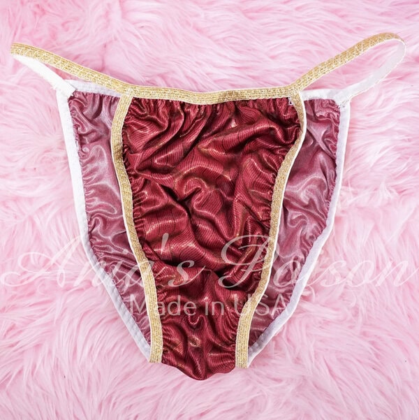 Butter Soft M/L  teeny tiny punishment panties - Red sparkle Silky Shiny undies - scrunch butt