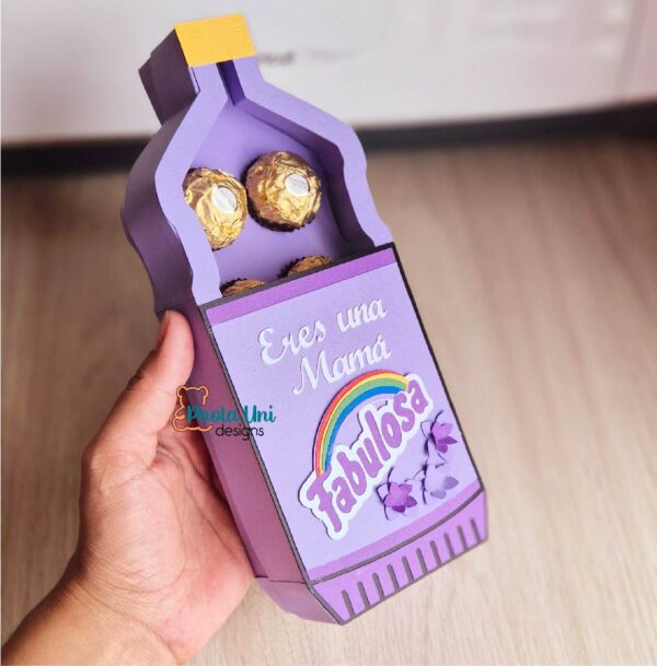 555 Archivo digital para cortar caja en forma de fabuloso para el dia de la madre con soporte de chocolates ferrero, fabulosa