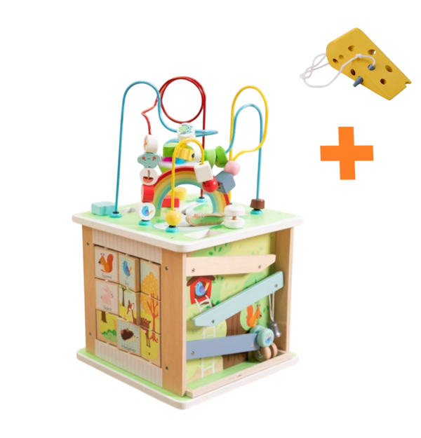 Cubo de Motricidad Grande Fat Brain Toys + Enhebrador de Regalo