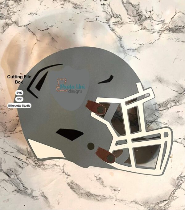 Archivo para recortar y armar caja en forma de casco de futbol Americano