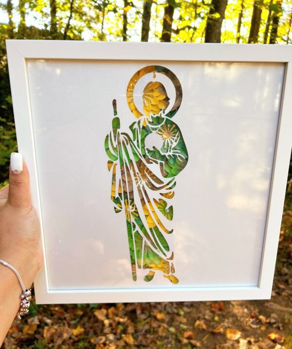 Imagen San Judas para Shadow box no incluye flores, solo la imagen