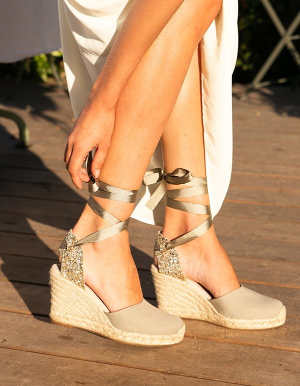 Espadrilles basques compensées à lacets best sale