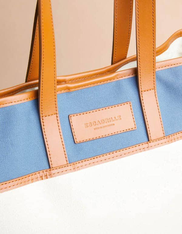 Tote bag bleu en toile et cuir — free download