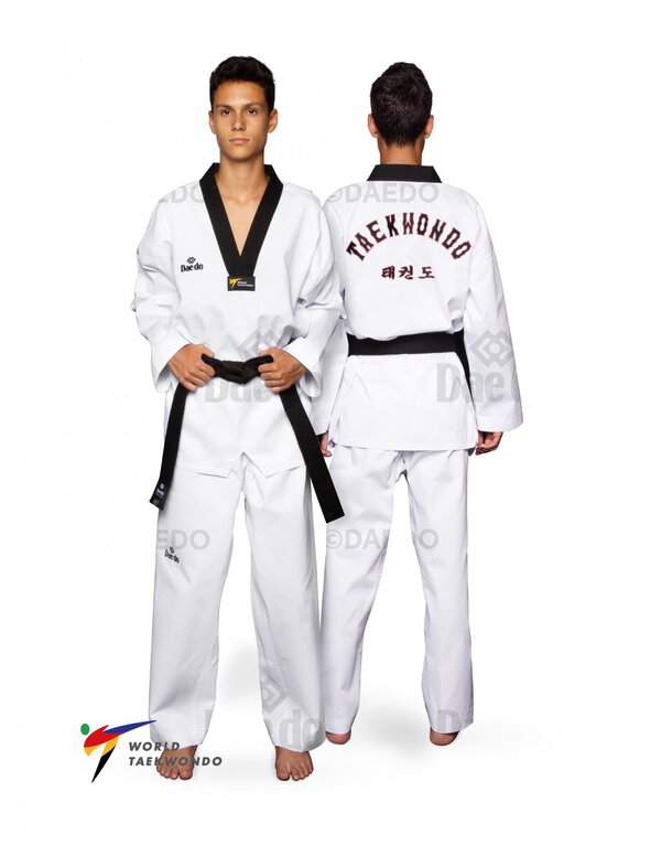 Dobok Acanalado Cuello Negro WT