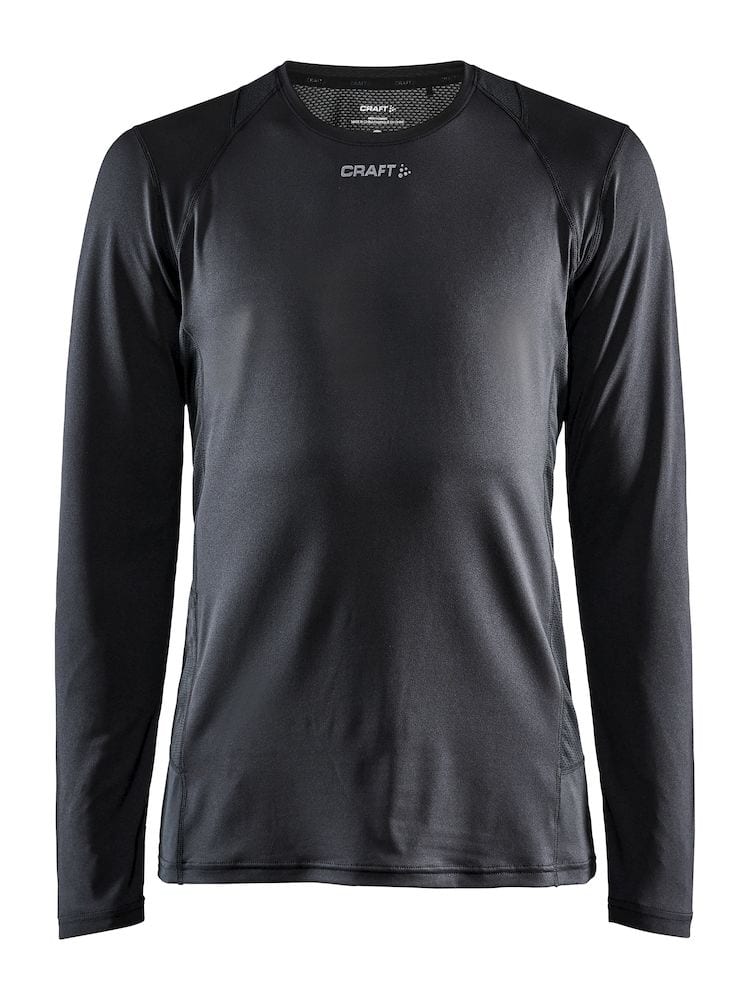 Geavanceerd traingsshirt met lange mouwen van zacht gerecycled polyester met efficint vochttransport voor intensieve dagelijkse training. Ergonomisch ontwerp voor optimale pasvorm met mesh details voor verbeterde ventilatie. Het shirt heeft een verborgen ritszakje aan de rechter zijde en is voorzien van het Craft logo aan de voorkant en het logo met zes stippen aan de achterkant.