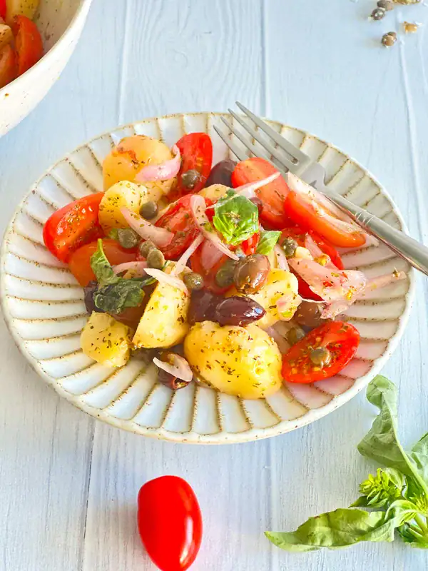 Plate of Insalata Pantesca aka Sicilian Potato Salad