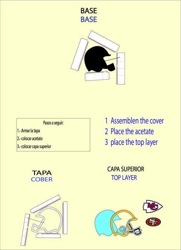 Digital Casco Futbol Americano - Incluye logo Chiefs KC, SF y Dallas, puede personalizar