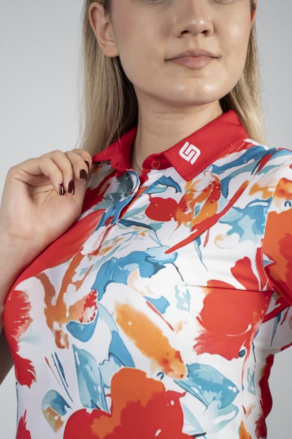 CEND Golf Women T-Shirt (Red Floral) CGW-20