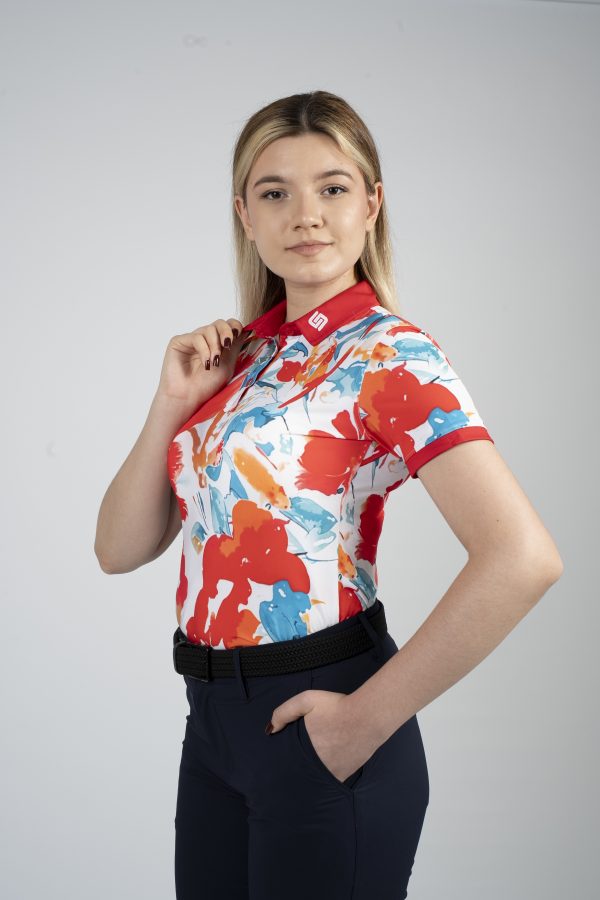 CEND Golf Women T-Shirt (Red Floral) CGW-20