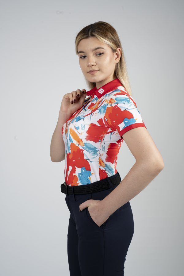 CEND Golf Women T-Shirt (Red Floral) CGW-20