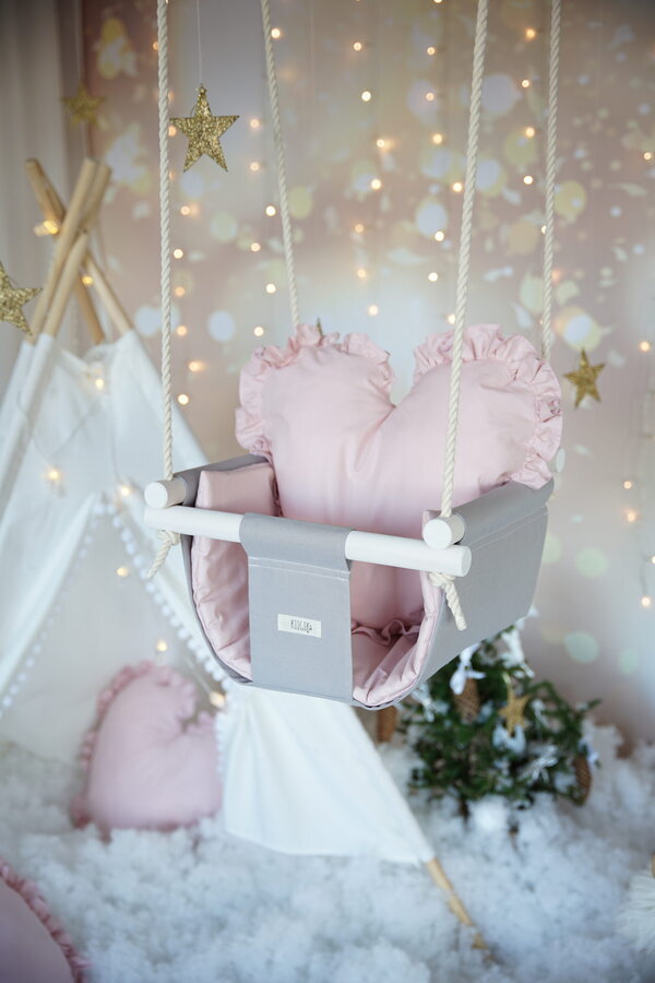 Helehall beebisisuga kiik "Heleroosa süda"