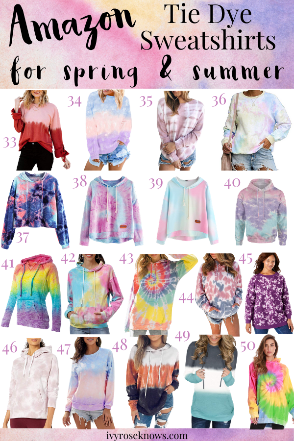 Tie dye sweatshirts from Amazon.