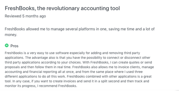 FreshBooks Customer Reviews 1