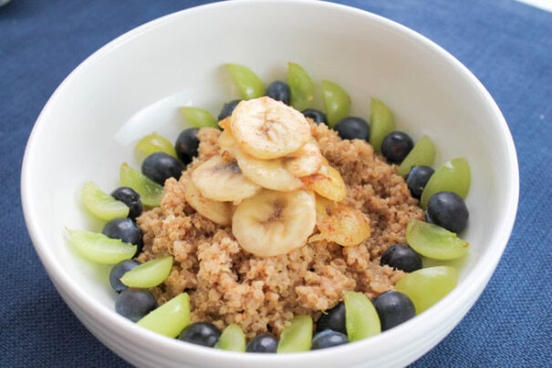 The Salted Cookie Quinoa Blueberry Banana and Grape Breakfast Bowl