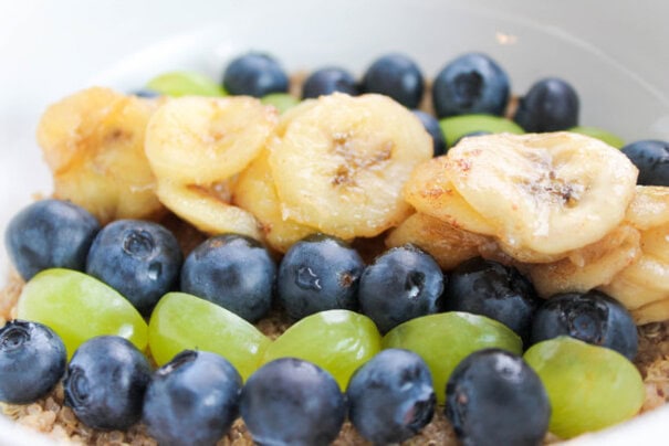 The Salted Cookie Quinoa Blueberry Banana and Grape Breakfast Bowl