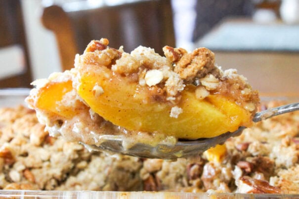 Gluten Free Peach Pecan Cobbler