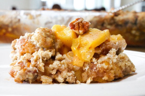 Gluten Free Peach Pecan Cobbler