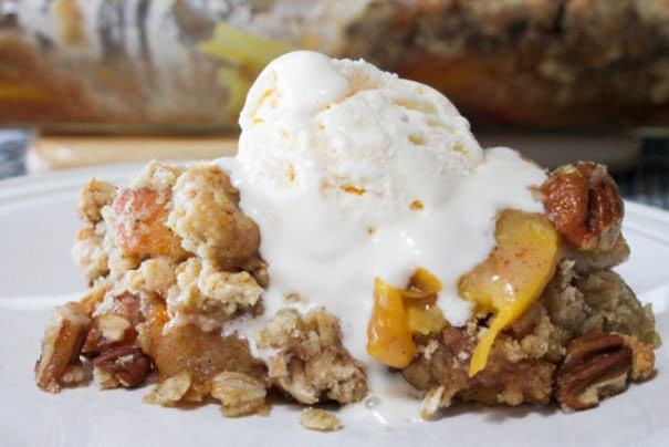 Gluten Free Peach Pecan Cobbler