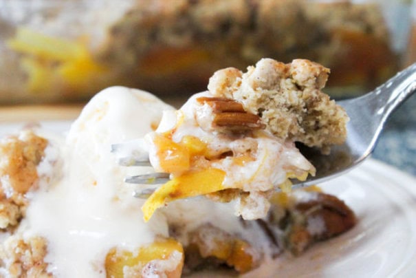 Gluten Free Peach Pecan Cobbler