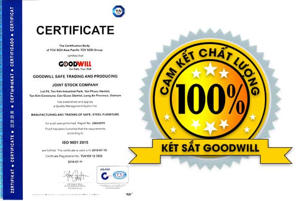 Chứng nhận két sắt chất lượng chính hãng