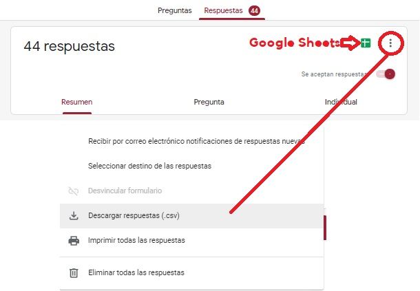 Exportar formulario de Google Forms a Excel