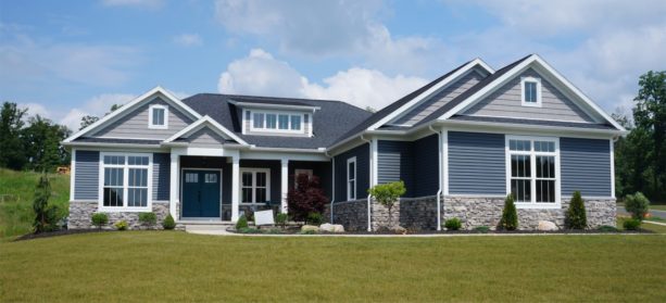 the greystone ranch style home decorated with vinyl siding exterior